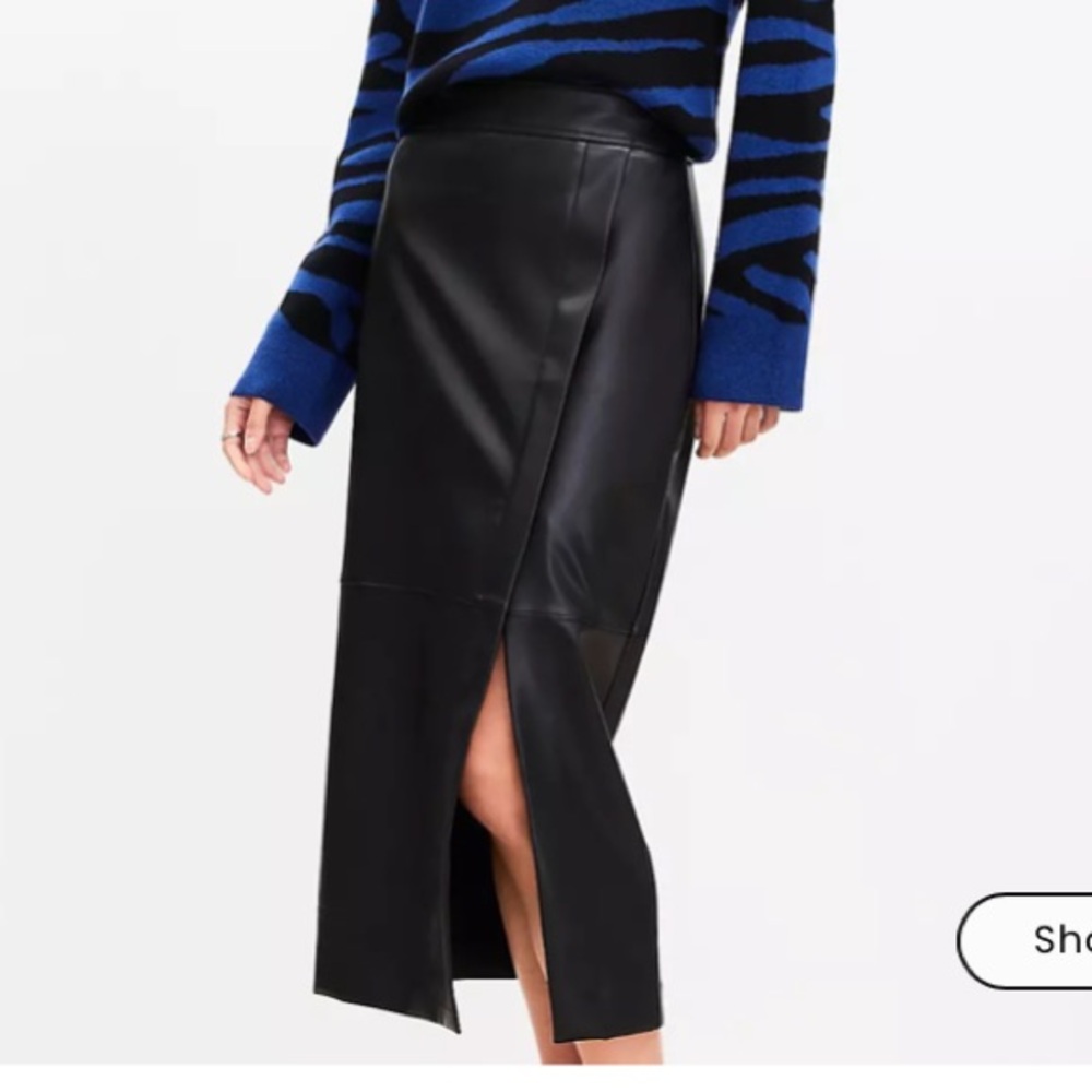 Loft faux Leather midi skirt wraps Size 12